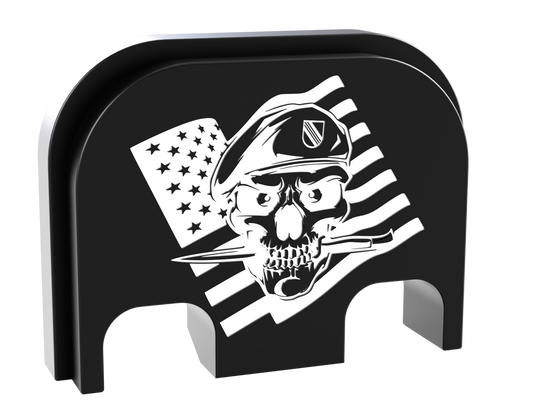 Special Forces Skull Glock Slide Back Plate Deep Engraving