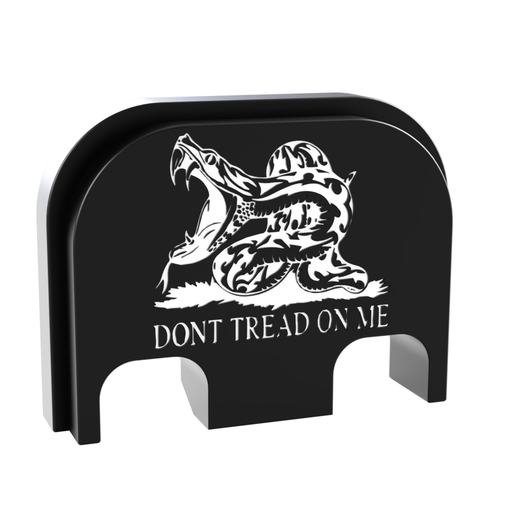 Modern Don't Tread on Me Glock Slide Back Plate Engraving