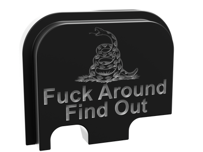 FAFO snake backplate, Glock 42 size, deep engraving on black Cerakote