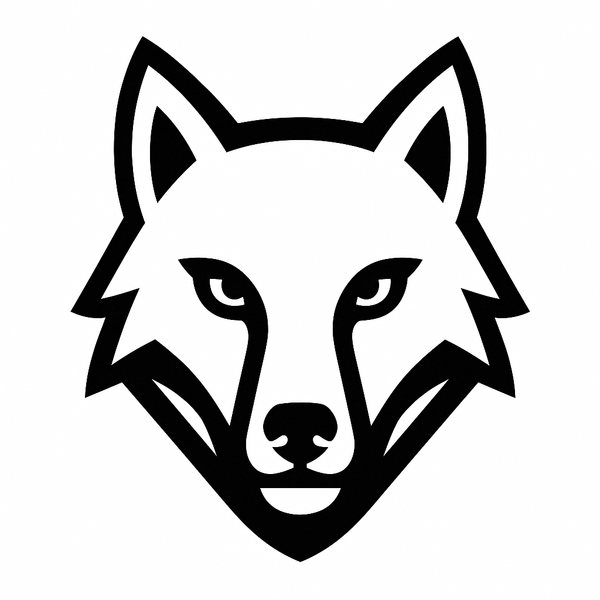 Good artwork for a Glock backplate: wolf head drawn with bold black lines