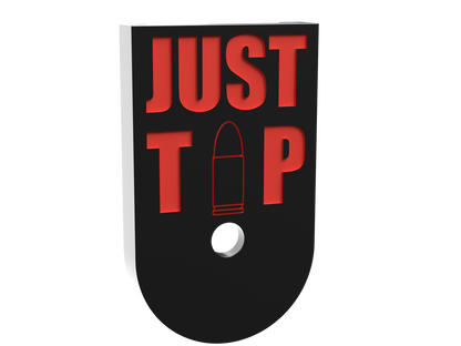 Just the Tip outline bullet Glock magazine base plate, compact (Glock 43X and 48), deep engraving with red infill
