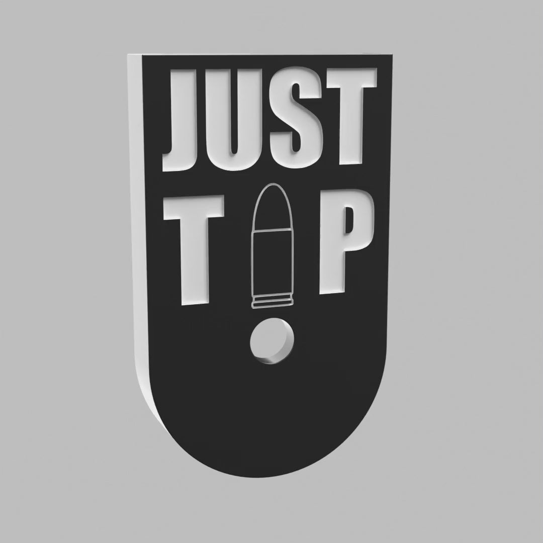 Justthetipoutline on Compact Mag plate, deep engraving with white infill