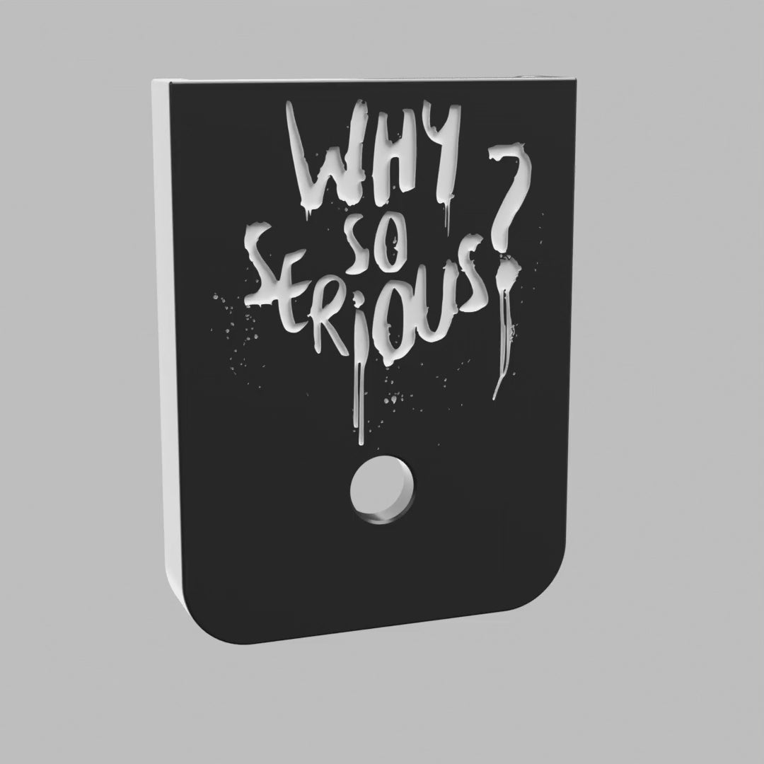 Why So Serious double stack magazine base plate, deep engraving with white infill, turntable video