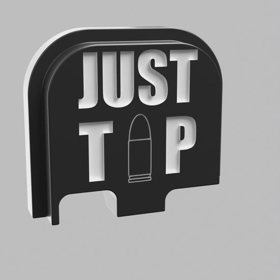 Just the Tip outline backplate, compact size, deep engraving with white infill, turntable video
