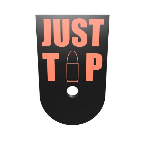 Justthetipoutline on Compact Mag plate, deep engraving with red infill