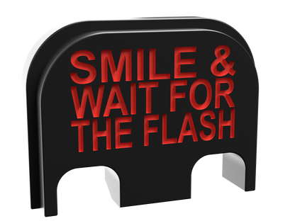Smile & Wait For The Flash backplate, standard size, deep engraving with red infill