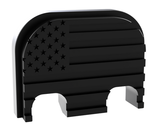 Blacked Out Stealth American Flag Glock Slide Back Plate Deep Engraving