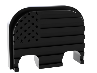 Blacked Out Stealth American Flag Glock Slide Back Plate Deep Engraving