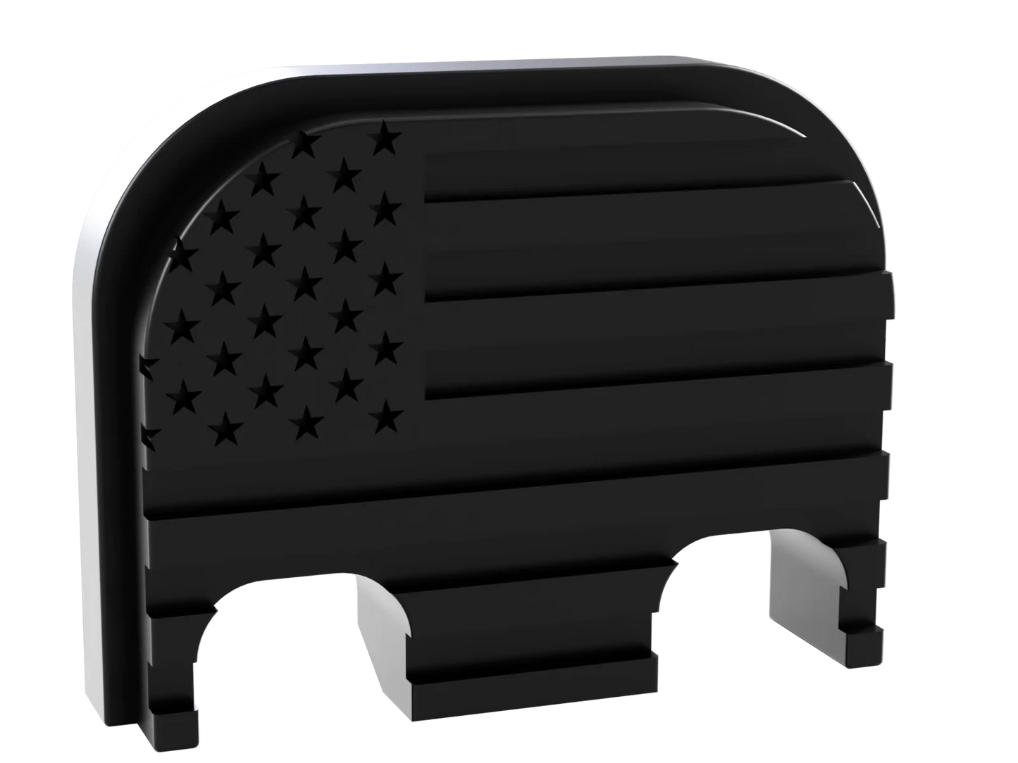 Blacked Out Stealth American Flag Glock Slide Back Plate Deep Engraving