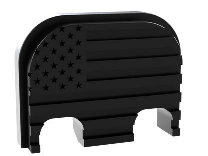 Blacked Out Stealth American Flag Glock Slide Back Plate Deep Engraving