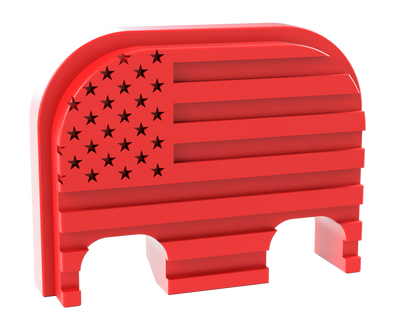 Blacked Out Stealth American Flag Glock Slide Back Plate Deep Engraving