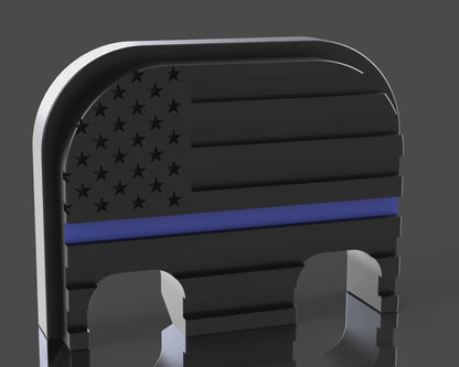 Back The Blue American Flag Glock Slide Back Plate Deep Engraving